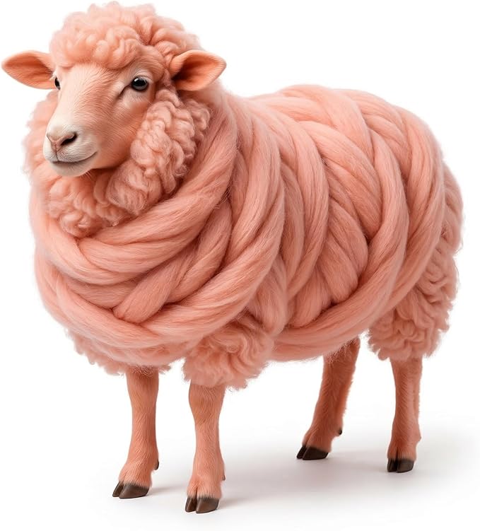 Colored Natural Wool roving, 1 lb. Best Wool for Needle Felting, Wet Felting, handcrafts and Spinning. (Salmon Pink, 1 lb)