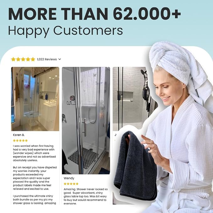 Shiny Wipes XL Drying Towel, The Original, Ultra Absorbent Twisted-Loop Design, Streak-Free Drying Towel, Shiny Wipes Shower Cleaning Cloths (1 Towel)