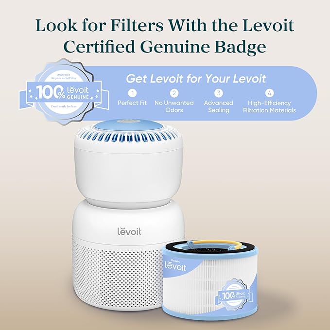 Levoit Sprout Air Purifier Genuine Replacement Filter, AHAM VERIFIDE, 3-Stage HEPA Filter, High-Efficiency Activated Carbon, 1 Pack, White