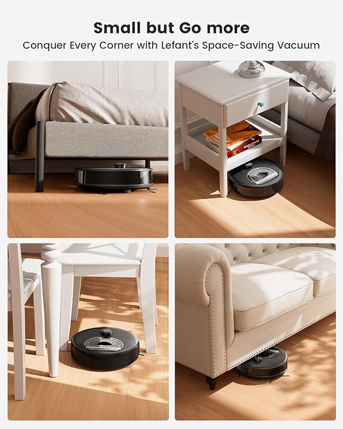 Lefant LiDAR Robot Vacuum and Mop, Smart Mapping and Obstacle Avoidance, Tangle-Free Pet Hair, 2.4G/5G WiFi App Control, Slim Design for Wider Coverage, Carpet Detection, M330 Pro