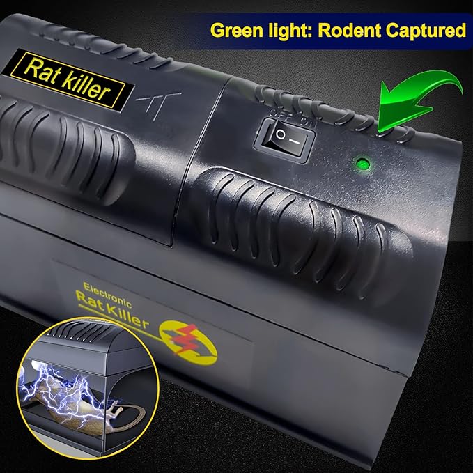 Electric Mouse Traps - Indoor Rats Trap Killer - Reusable Eliminate Rodent Zapper for Home with Powerful Voltage Instantly Kills Rodent in Room, Kitchen, Garage