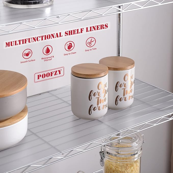 Poofzy Wire Shelf Liner 14" X 36", Non-Adhesive Plastic Shelf Liners for Wire Shelving, Waterproof Protector Mats (5PK, Clear)
