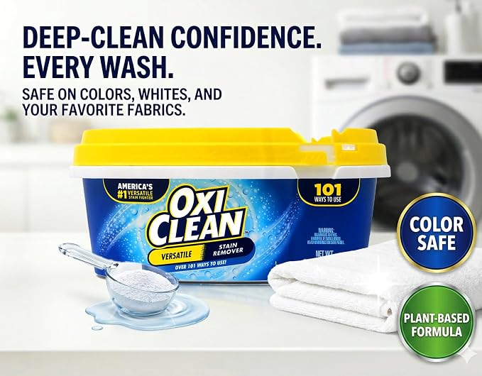 OxiClean Versatile Stain Remover, Over 101 Uses, Chlorine-Free, For All Machines, 1.77 lb (Pack of 2)