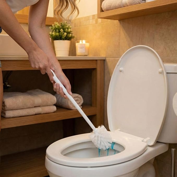 12 Pcs 17.3 Inch White Toilet Brush Bulk with Hook Hole Long Handle Toilet Bowl Cleaner Scrubber for Bathroom Household Cleaning Supplies Christmas Home Gifts