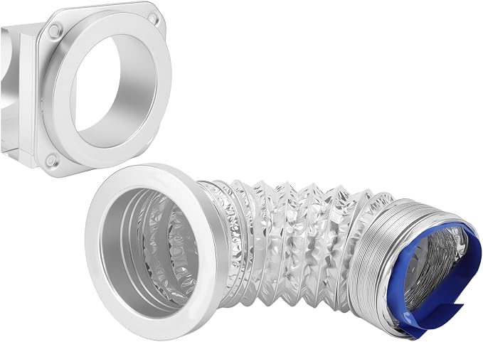 Magnetic Dryer Vent Connector Kit, Magnetic Dryer Vent Coupling Kit with 3.1ft 4" Duct and 2 Clamps, Quick Seal Dryer Vent Connector for Easy Cleaning & 180° Rotation