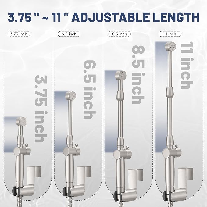 Brushed Nickel Handheld Bidet Sprayer Attachment for Toilet Brass Cloth Diaper Sprayer Bidets for Attachment Toilet with Adjustable Length Spray Heads