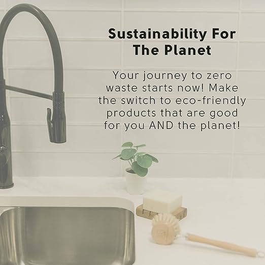 Dish Washing Bundle Kit | Eco-Friendly Solid Dish Soap, Cedar Soap Tray, Bamboo Pot Brush | Organic & Vegan Ingredients, Non-Tox Dish Soap | 3pc. Set