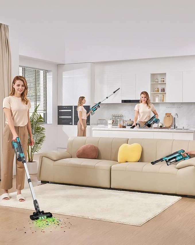 Cordless Vacuum Cleaner Compatible with Makita 18V Battery, 7-in-1 Lightweight Stick Vacuum with HEPA Filter, 35KPA Suction, 350W Brushless Motor, 3 Modes for Carpet, Floor, Car (Tool Only)
