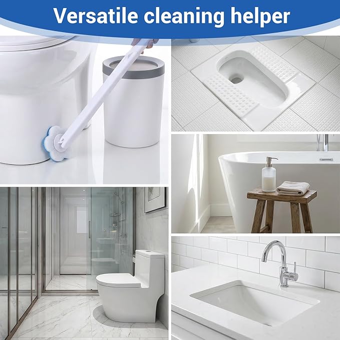 Disposable Toilet Brush Cleaning System with 50pcs Refills Pads Replacement Heads Wall Mounted Toilet Wand Kit Bathroom Maintenance Set