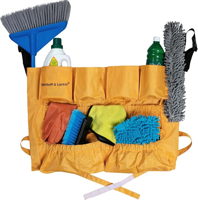 Trash Can Caddy Bag | Fits 32-55 Gallon Can | Brute & Uline Compatible | Heavy Duty Vinyl | Garbage Bin Apron | XL Commercial Size | Cleaning Caddy Organizer | Custodian & Janitorial Supplies (1 Pack)