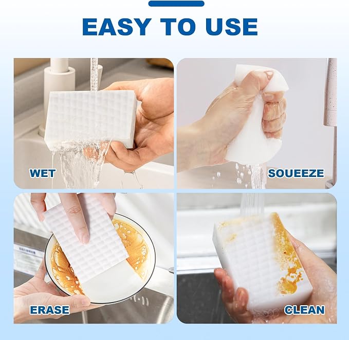 21-Pack Extra-Thick Melamine Sponges – 3.94" × 2.76" × 1.18" Durable Kitchen & Bathroom Cleaning Pads – Powerful, Non-Scratch, Water-Activated Magic Sponge(Ultra-Durable)