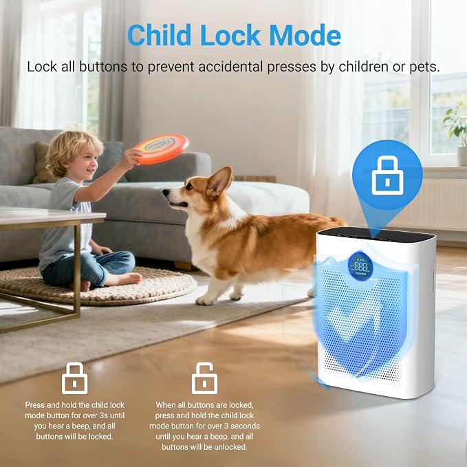 Air Purifiers for Home Large Room Up to 2216 Ft², Cobectal Pet Air Cleaner with 3-in-1 Filter, PM2.5 Air Quality Sensor, Aroma Function, Sleep Mode, Air Purifier for Living Room, Office, RVs, Black