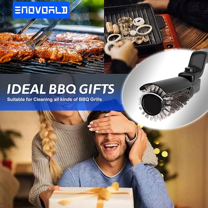 Electric BBQ Grill Brush - 2600mAh Rechargeable Cleaning Brush IPX7 Waterproof with Three-Speed Adjustment(Max 400RPM), 180Β° Adjustable Head for Grill Grates & Kitchen Surfaces