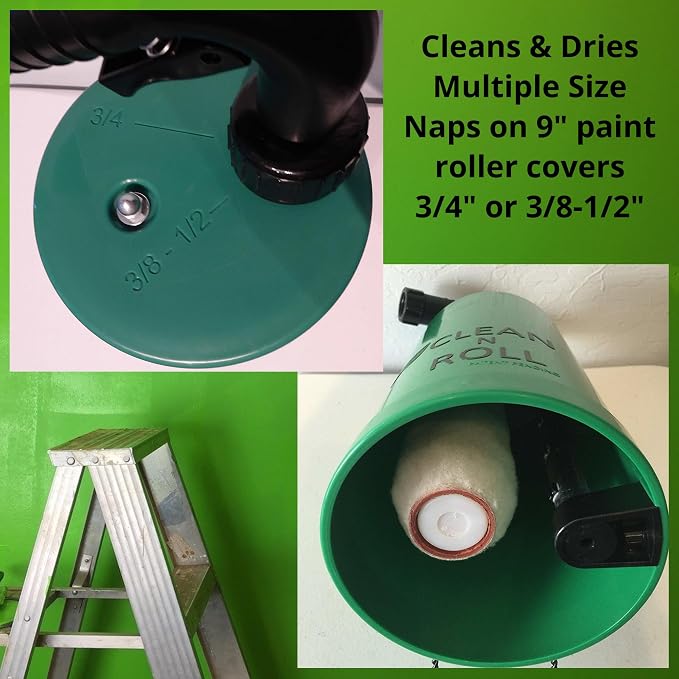 Paint Roller Cleaner | 9 Inch Paint Roller Cleaning Tool & Spinner Hose Attachment | Splatter-Free Wash & Dry in Under 1 Minute | Commercial Grade Reusable Roller Washer