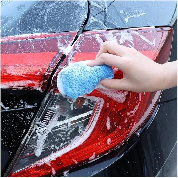 Microfiber Car Wash Sponge Wax Applicator Pads Car Paint Care Polishing Pads Polishing Sponges Auto Detailing Sponge Eraser(10Pcs Blue Gray)