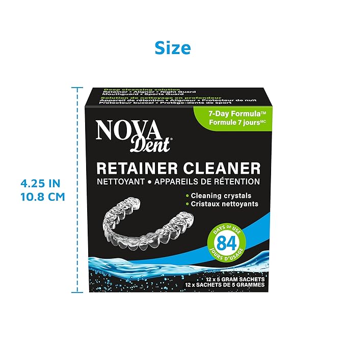 Novadent Retainer Cleaner – for Aligner, Night Guard, Mouthguard, Sports Guard - 168-Day (2 x 12 sachets)