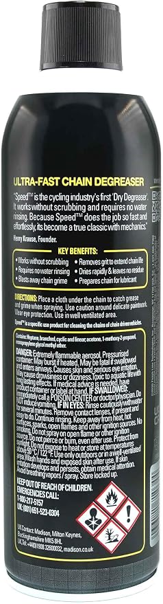 Finish Line Speed Bike Degreaser – Powerful Dry Formula for Bicycle Chains, Gears, and Disc Brakes, Turbo Spray Cleans Fast, Evaporates with No Residue, 18 oz