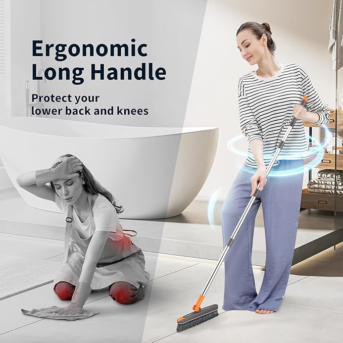 AIR U+ Floor Scrub Brush and Grout Brush with Long Handle