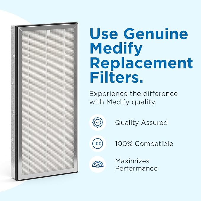 Medify MA-40 Genuine Replacement Filter for Allergens, Smoke, Wildfires, Dust, Odors, Pollen, Pet Dander | 3 in 1 with Pre-filter, True HEPA H13 and Activated Carbon for 99.9% Removal | 1-Pack