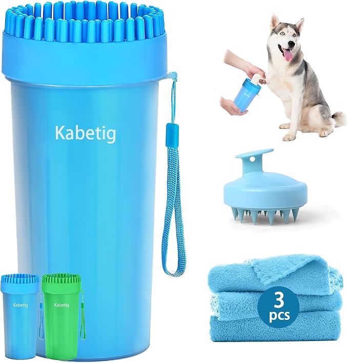 Dog Paw Cleaner Cup with Detachable Top Brush for Large & XL Dogs | Quick-clean muddy paws with soft bristles, one-step top brush grabs loose fur, lazy-friendly design, fits paws 2.5-3.5“ wide