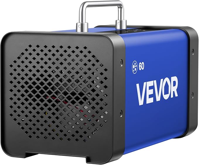 VEVOR Ozone Generator, 60000mg/h Commercial Ozone Machine, with 15s Delayed Start & Dual-Hose Water Mode & LCD Touchscreen, Industrial Deodorizer for Car, Smoke, Home Odors, Up to 4800 sq.ft
