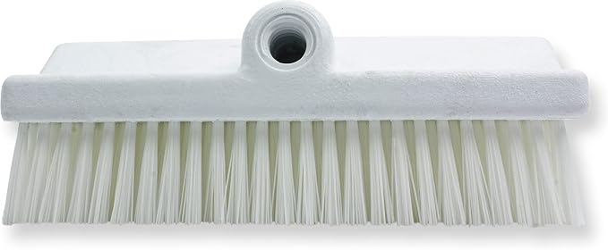 SPARTA 40423EC02 Plastic Floor Scrub Brush, Wall Brush, Equipment Brush With Nonabsorbent Bristles For Industrial Kitchens, Hospitals, Commercial Cleaning, 10 Inches, White