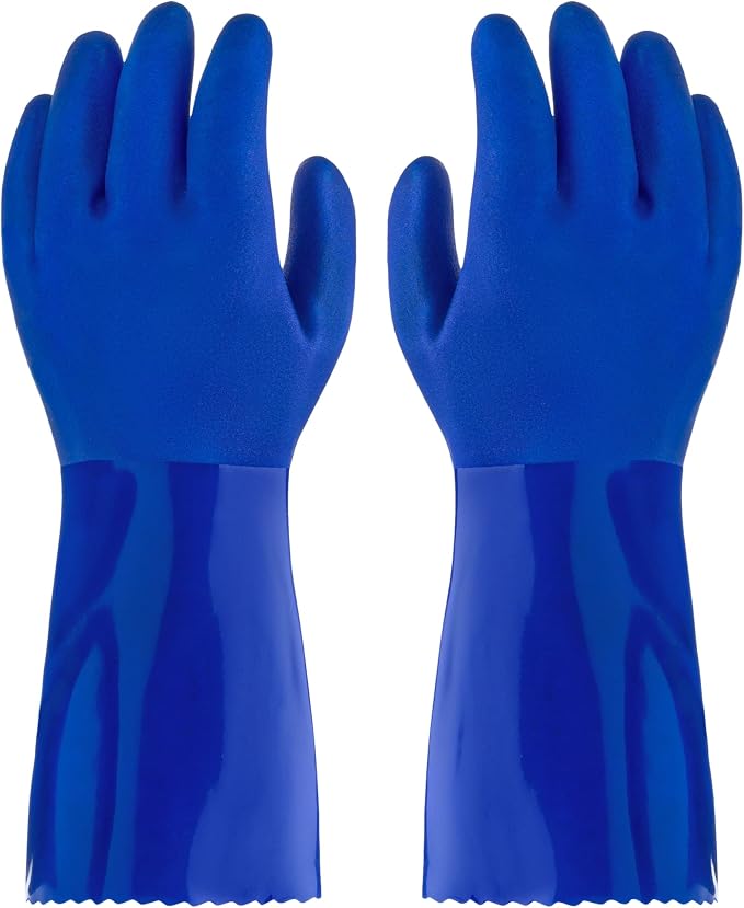 kitchen-star Ultimate Rubber Household PVC Gloves with Comfortable Cotton Lined, Anti-Slip surface, Kitchen Dishwashing, Extra Thickness, Kitchen Cleaning, Working, Painting, Pet Care (Small, Blue)