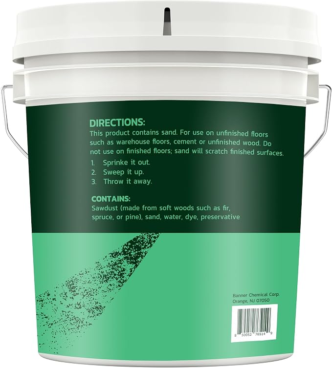 Gritty Green Sweeping Compound with Sand – Effective Dust Control on Cement & Unfinished Floors, Grit and Sand Breaks Up Loose Dust for an Even Deeper Clean, Oil Free, Made in USA (8.4 lbs)