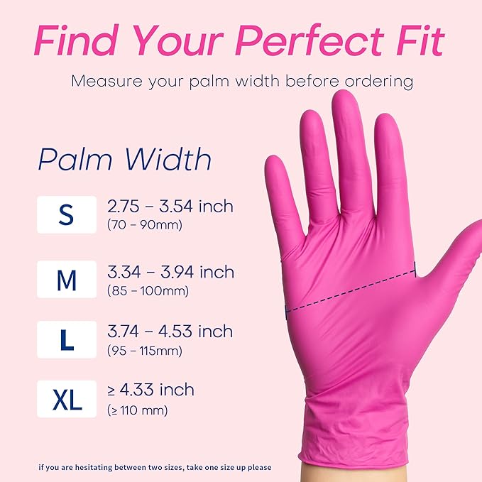 Supmedic Nitrile Exam Gloves, 4 Mil 1000 Ct, Powder-Free Latex-Free Cooking Food-Safe Disposable Medical Gloves, Rose Orchid