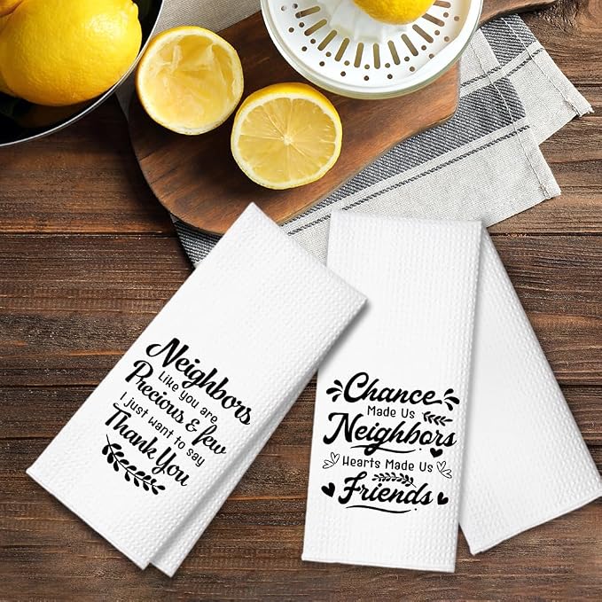 Chance Made Us Neighbors Hearts Made Us Friends Kitchen Towels 2 Pack, Kitchen Towels Set for Housewarming, Moving Housewarming Gifts for Homeowners Neighbor Sisters Bestie Friend