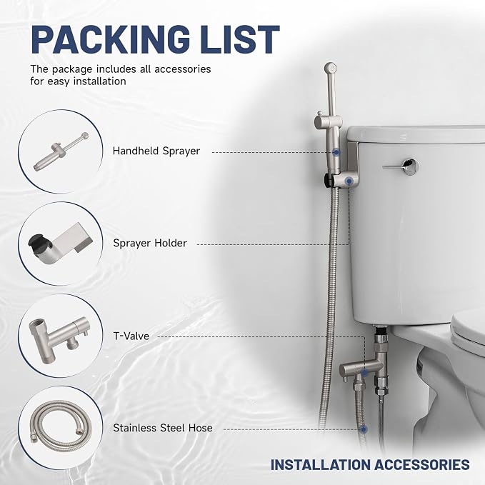 Brushed Nickel Handheld Bidet Sprayer Attachment for Toilet Adjustable Pressure Cloth Diaper Sprayer Bidets for Attachment Toilet with Interchangeable Spray Heads, Brass
