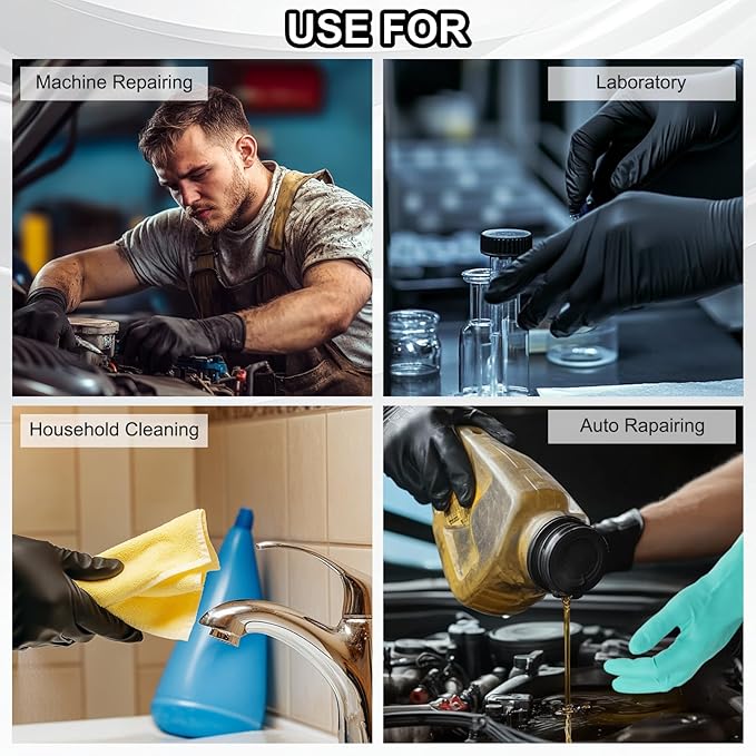 MECCANIXITY Nitrile Chemical Resistant Gloves, Industrial Gloves Anti-Slip Protective Safety Work Glove for Cleaning