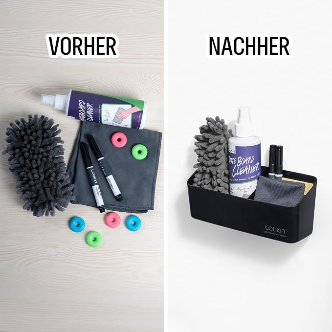 loukin Whiteboard Accessories Bundle | Non-toxic Whiteboard Cleaner Kit (17 fl oz) & Magnetic and Adhesive Marker Holder