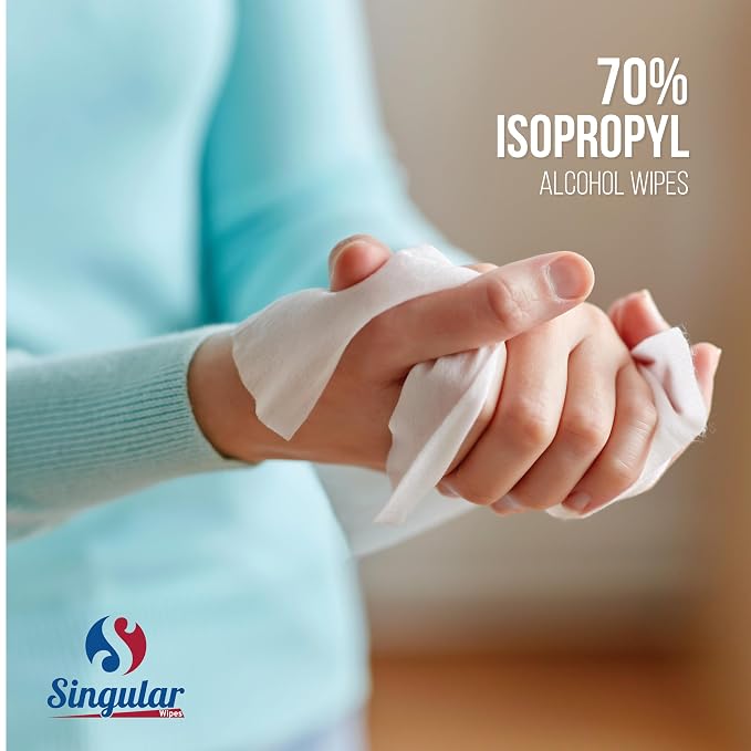 Hand Sanitizing Wipes Travel Size by Singular Wipes –100ct Individually Wrapped | Fragrance-Free, Moisturizing, 70% Isopropyl Alcohol Wipes | Travel, Home, Office, Daily Use