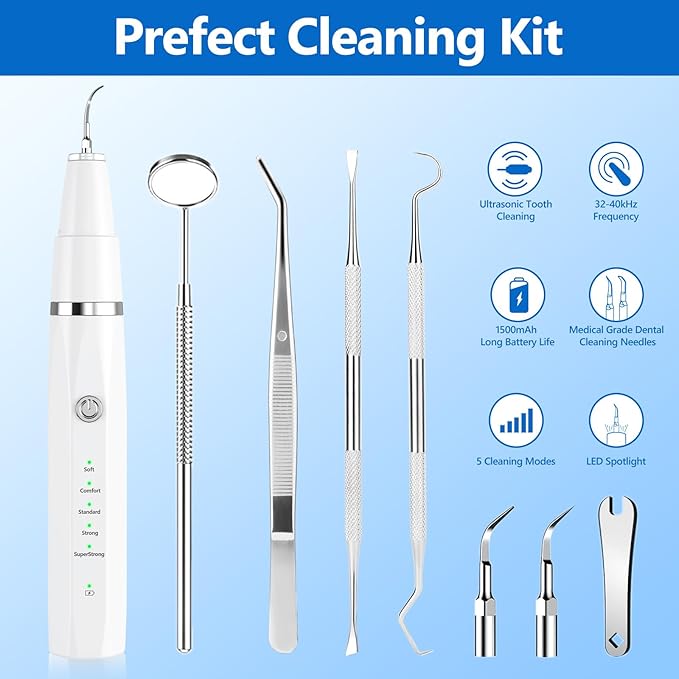 Ni-SHEN Dog Plaque Remover for Teeth,Pet Ultrasonic Tooth Cleaner,Teeth Cleaning Kit -Tartar Remover for Teeth Stains for Dogs and Cats (White)