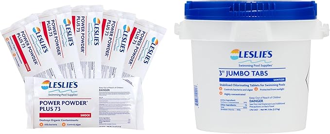 Leslie's Leslie’s Shock and Chlorine Bundle for Sanitizing Swimming Pools – Includes 6 x 1 Pound Bags of 73% Cal-Hypo Pool Shock and 5 Pound Bucket of 3 Inch Stabilized Chlorine Tablets