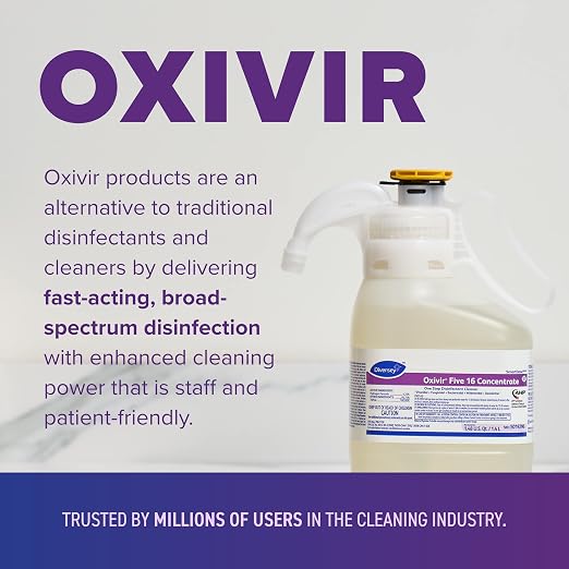 Oxivir Diversey 5019296 Five 16 One-Step Hospital Strength Disinfectant Liquid Cleaner, Accelerated Hydrogen Peroxide, SmartDose Concentrate, 1.4-Liter (Pack of 2)