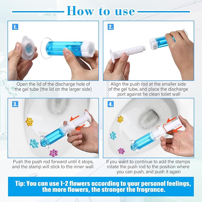 3Pcs Toilet Gels 42 Count 3 Kinds Flower Stamp Bowl Gel Scent Toilet Stain Removal Cleaner Air Freshener Flower Stamps Pack for Bathtubs Bathroom