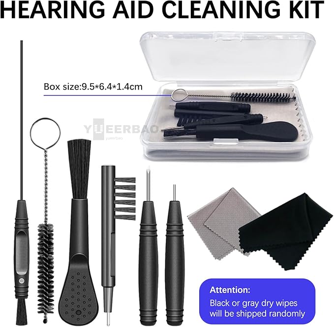 Professional Hearing Aid Cleaning Kit and Dryer Dehumidifier,10-Piece Tools and Premium Storage Case,Fast Moisture Removal for Hearing Aids,Portable Safe Dryer Box