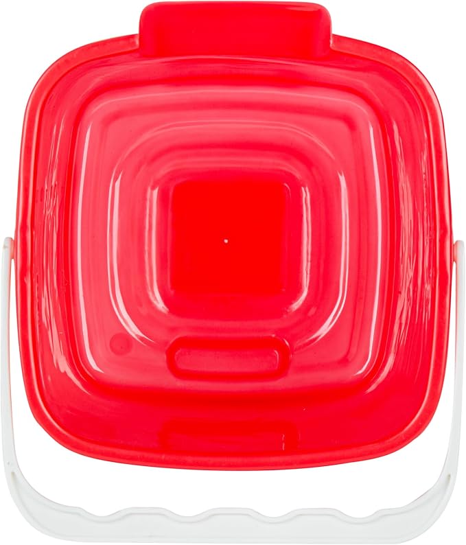 Restaurantware RW Clean 6 Quart Cleaning Bucket 1 Detergent Square Bucket - With Measurements Built-In Spout And Handle Red Plastic Utility Bucket For Home Or Commercial Use