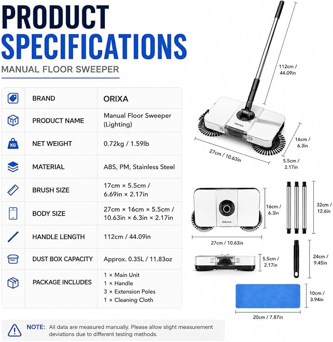 Hand Push Floor Sweeper and Dustpan Set, Magic Broom for Home Floor Cleaning, Easy-to-Use Upright Mop and Sweeping Tool