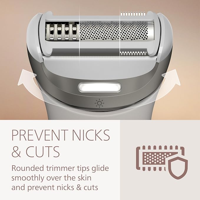 Philips Lady Shaver Series 8000 - Cordless, Wet & Dry Electric Shaver, 3-Blade Shaving System, Flexible Shaving Head, LED Light, for Face, Legs, Body & Bikini, 100 Mins. Runtime, Model BRL159/00