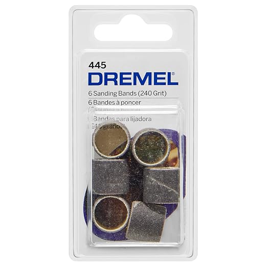 Dremel 445 1/2" 240 grit Rotary Tool Sanding Bands, 6 Pack