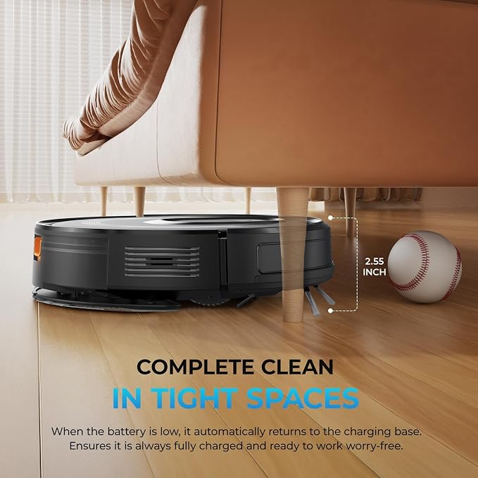 Robot Vacuum and Mop Combo, 4200Pa Suction, 2 in 1 Mopping Cleaner, Black, App & Voice Control, Self-Charging, Obstacle Avoidance, Compatible with Alexa
