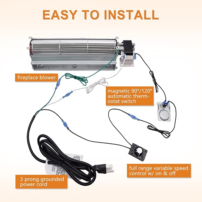 BKT BK Blower Fan Kit for Desa Tech, FMI, Vanguard, Vexar & Astria Fireplaces, GA3650 GA3700 GA3750 GA3650T GA3700T GA3750A Fireplace Blower Kit for Comfort Flame & Comfort Glow Fireplaces