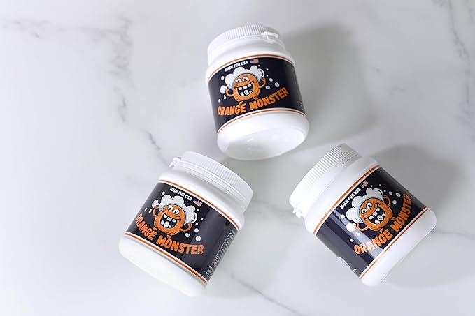 Orange Monster Simple Powder Glass Cleaner, No Scrubbing Soak & Rinse Formula, Removes Tough Resin, Residue & Buildup, 1 lb Jar Bulk Size, Works on Glass, Metal & Ceramic Surfaces, Citrus Scent