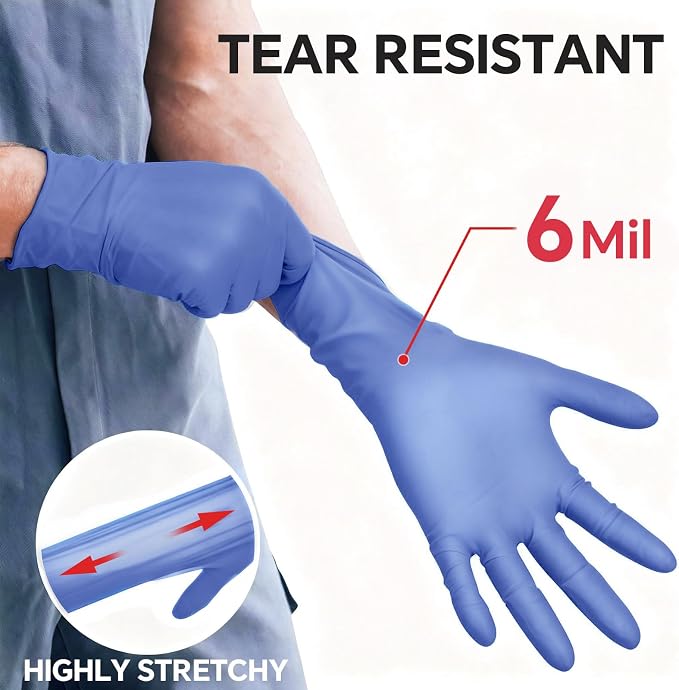 GTT Purple Nitrile Exam Gloves 6 Mil, Powder-Free Disposable Gloves First Aid,Cleaning Food Prep, Tattoo,Cooking 200 Count