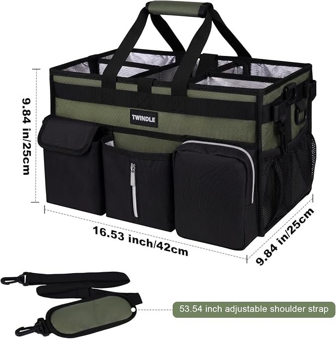 Extra-Large Cleaning Caddy, Large Cleaning Supply Caddy For Cleaners,Housekeepers | Detachable Divider & Support Board,Adjustable Shoulder Strap & Waist Belt