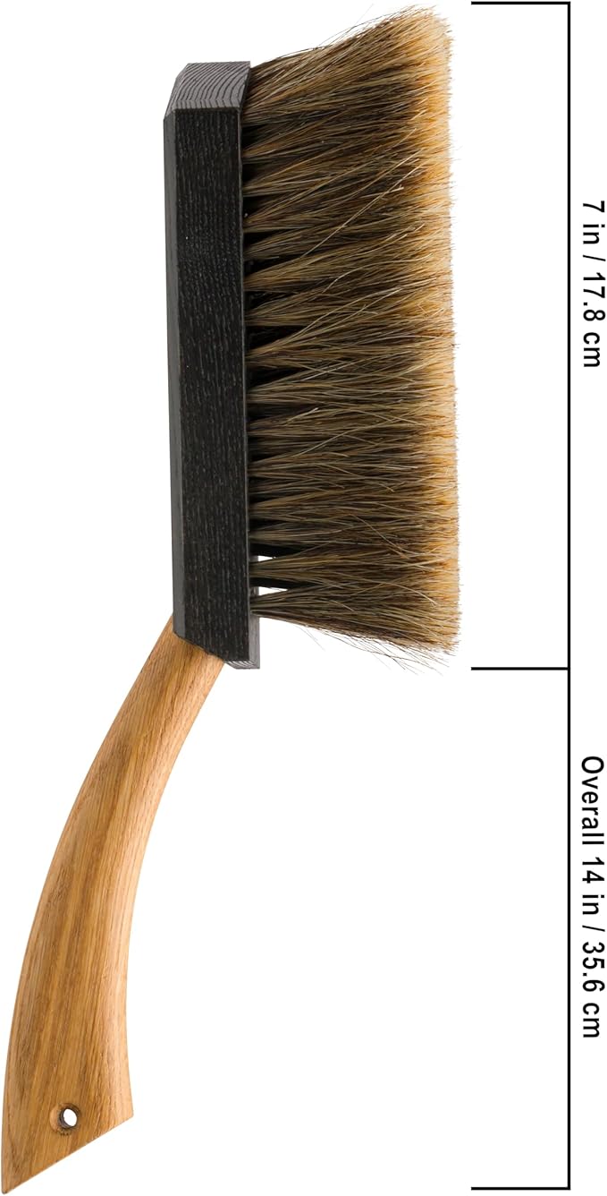 Redecker Horsehair Hand Brush with Oiled Oak Handle, Ergonomic All Purpose Indoor/Outdoor Cleaning Brush, Handmade in Germany