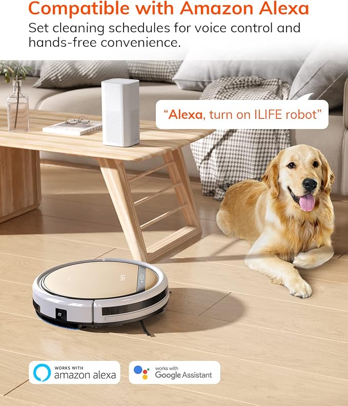 ILIFE V5s Plus Robot Vacuum and Mop Combo with Wi-Fi/App/Alexa, Automatic Self-Charging Robotic Vacuum Cleaner, Slim and Quiet, Cleans Hard Floors Carpets and Pet Hair (V5s Pro Upgrade Version)